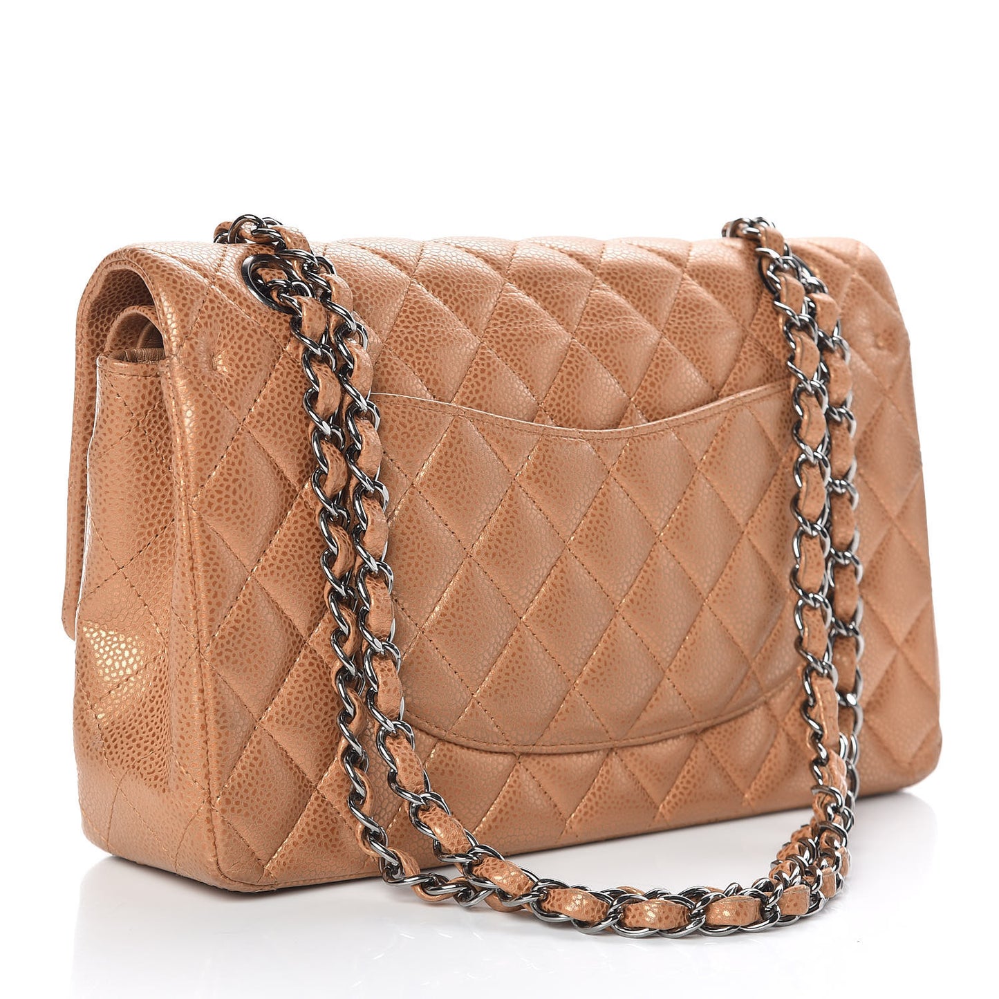 Metallic Caviar Quilted Medium Double Flap Copper