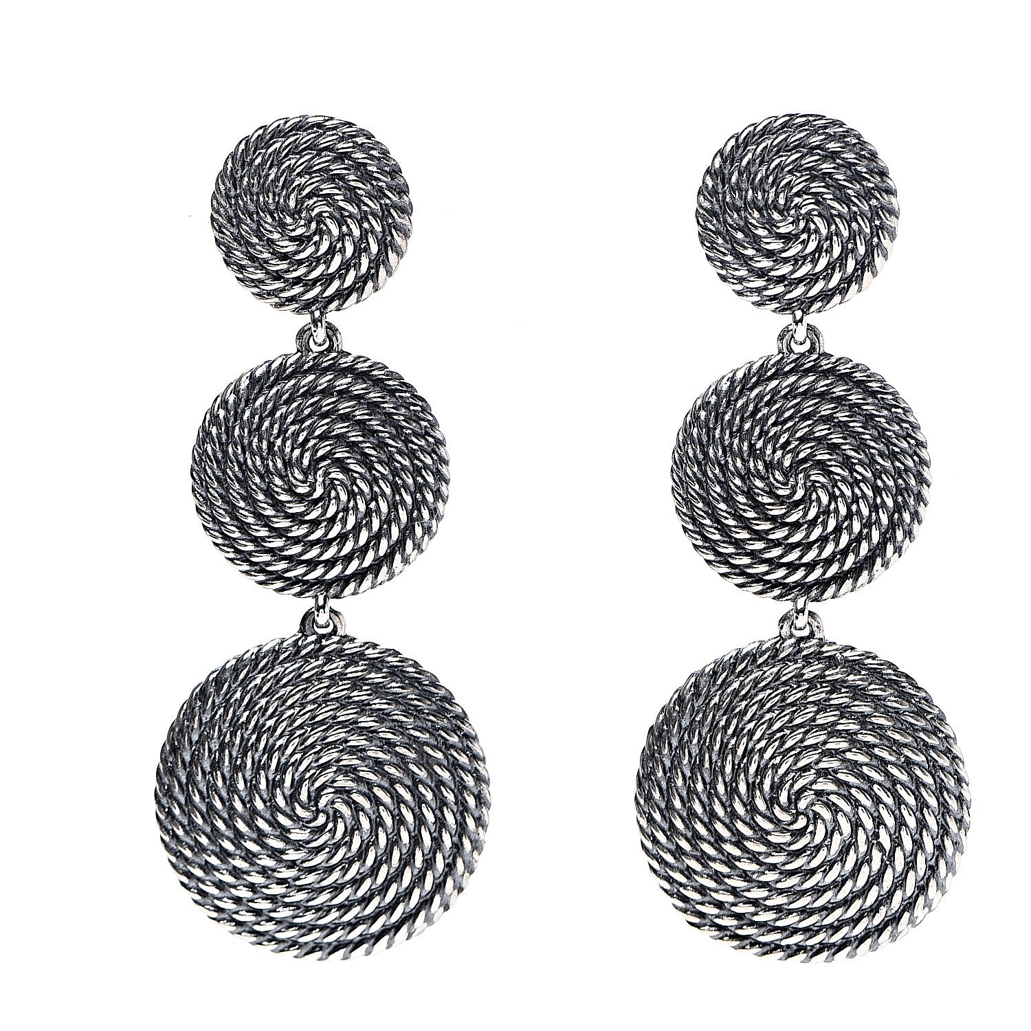 David Yurman Sterling Silver Cable Coil Triple Drop Earrings 1 of 4