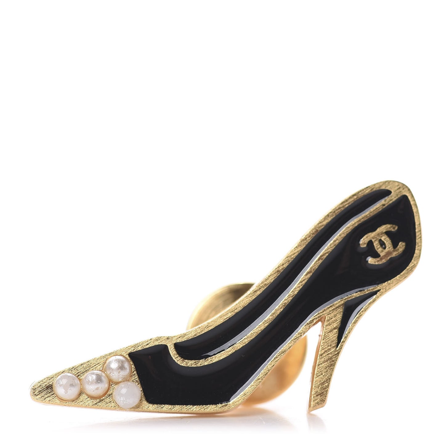 Enamel Pearl Heel Pin Black Gold