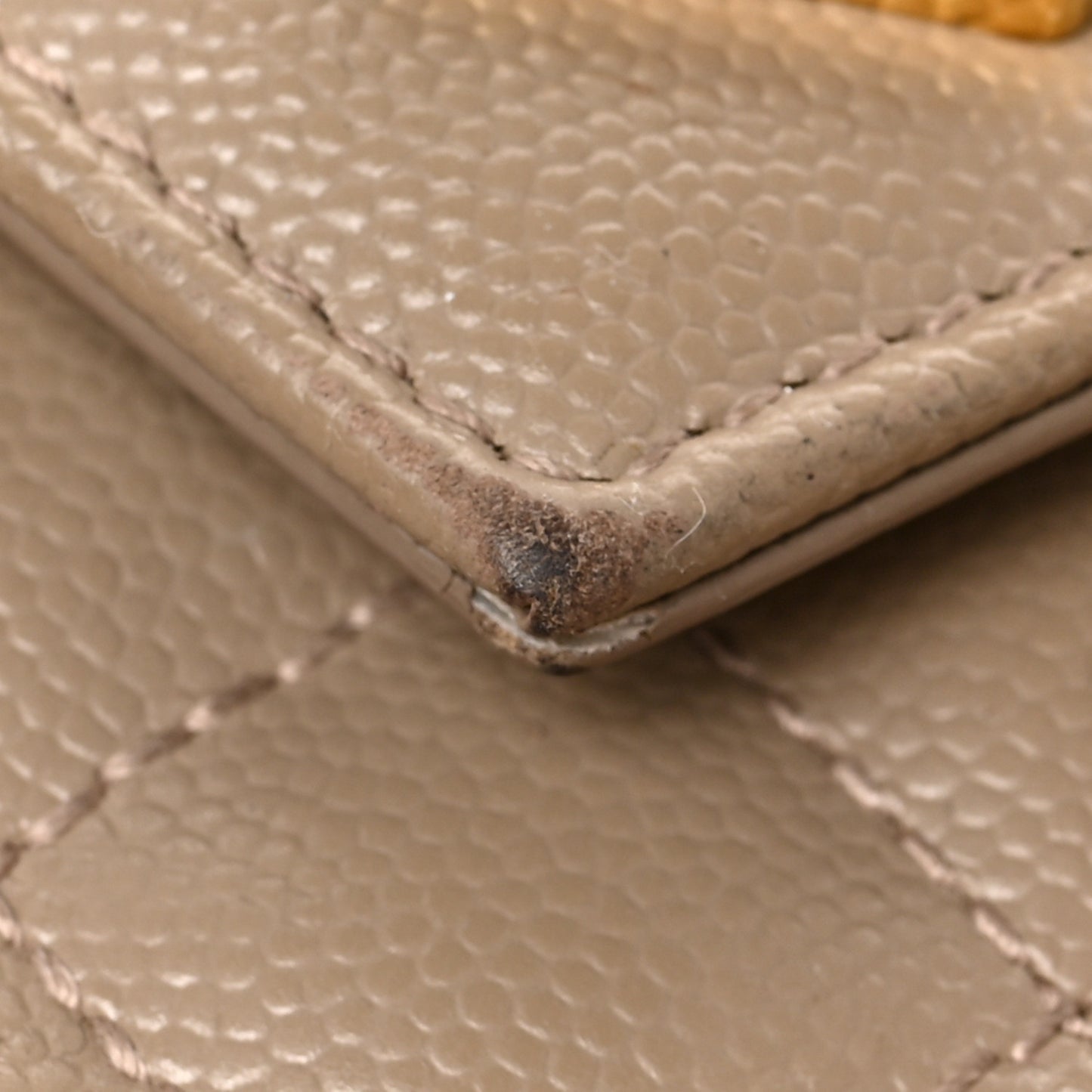 Grain De Poudre Textured Mixed Matelasse Medium Triquilt Monogram Satchel Dark Latte