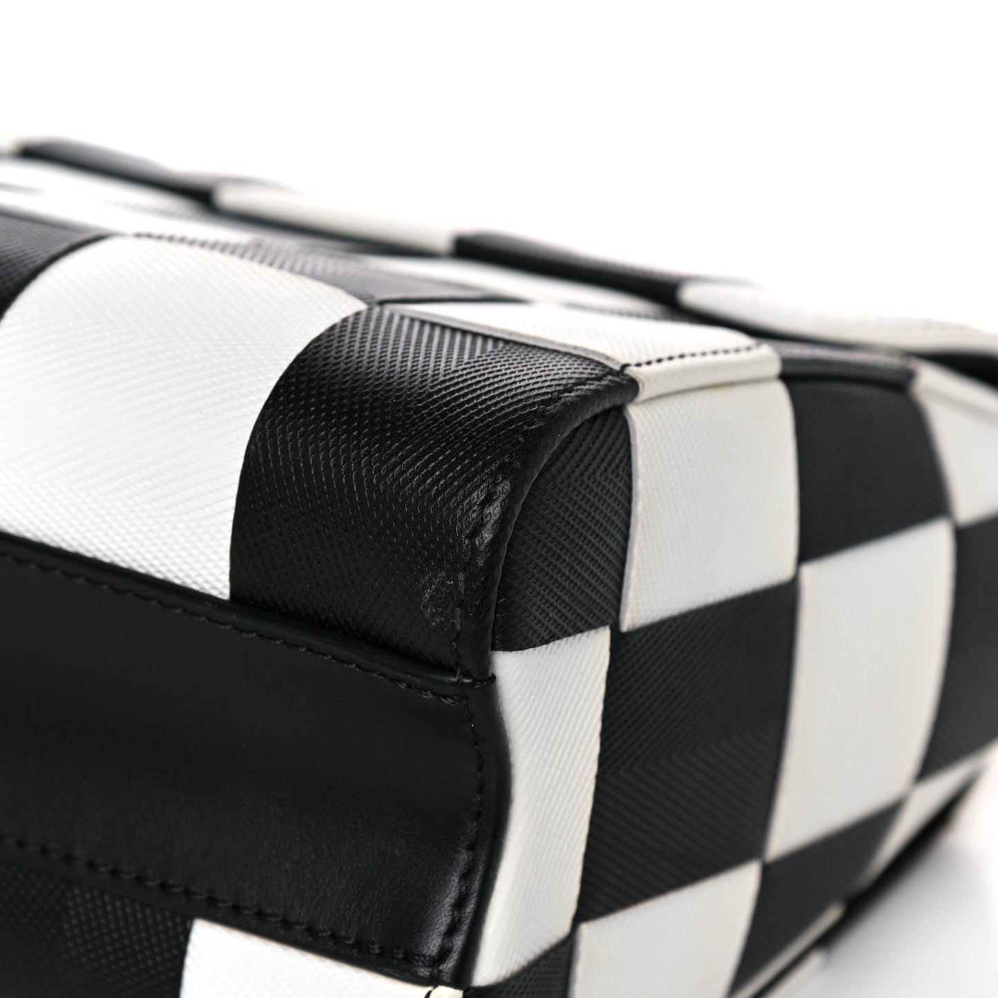 Calfskin Damier Tressage Twist Shoulder Bag MM Black White