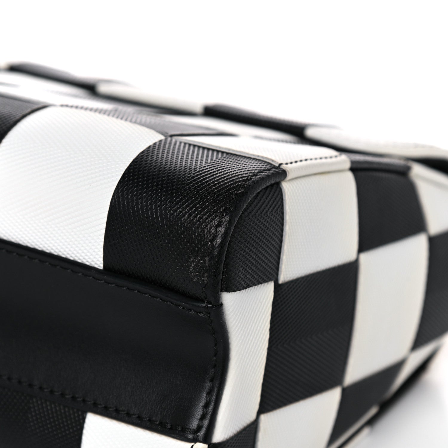 Louis Vuitton Calfskin Damier Tressage Twist Shoulder Bag MM Black White 10 of 13