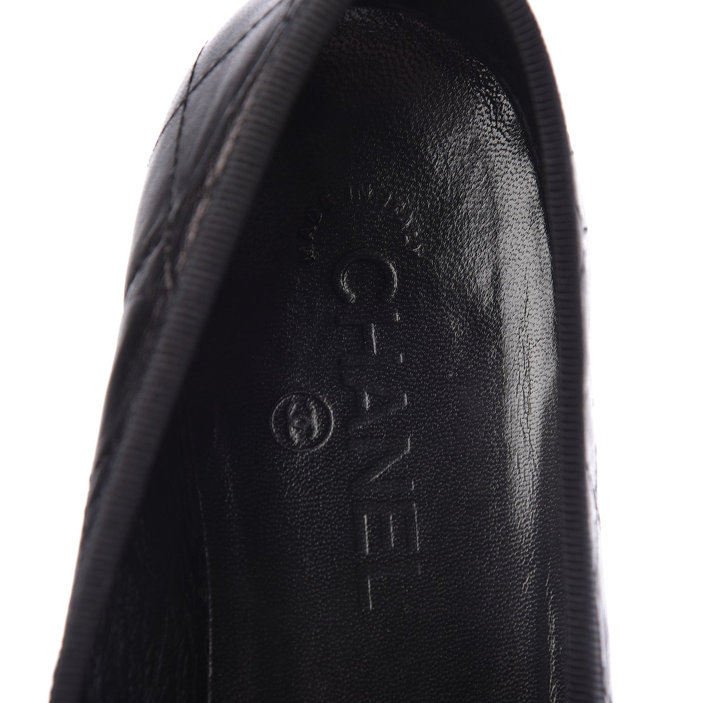 Lambskin Quilted Cambon Ballerina Flats 40.5 Black