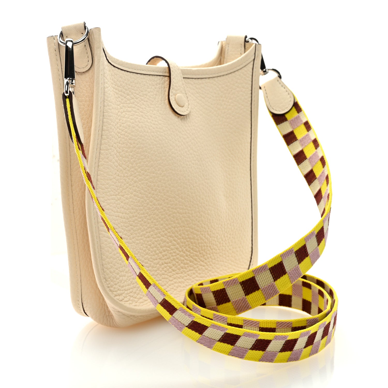Hermes Taurillon Clemence Maxi Quadrille Evelyne TPM Nata Citron Rouge H Mauve Sylvestre 3 of 9