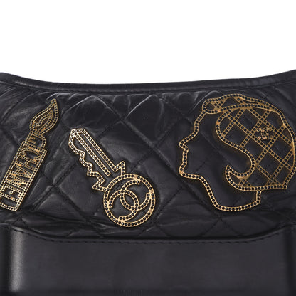 Chanel Aged Calfskin Quilted Charms Small Gabrielle Hobo Black 9 of 9