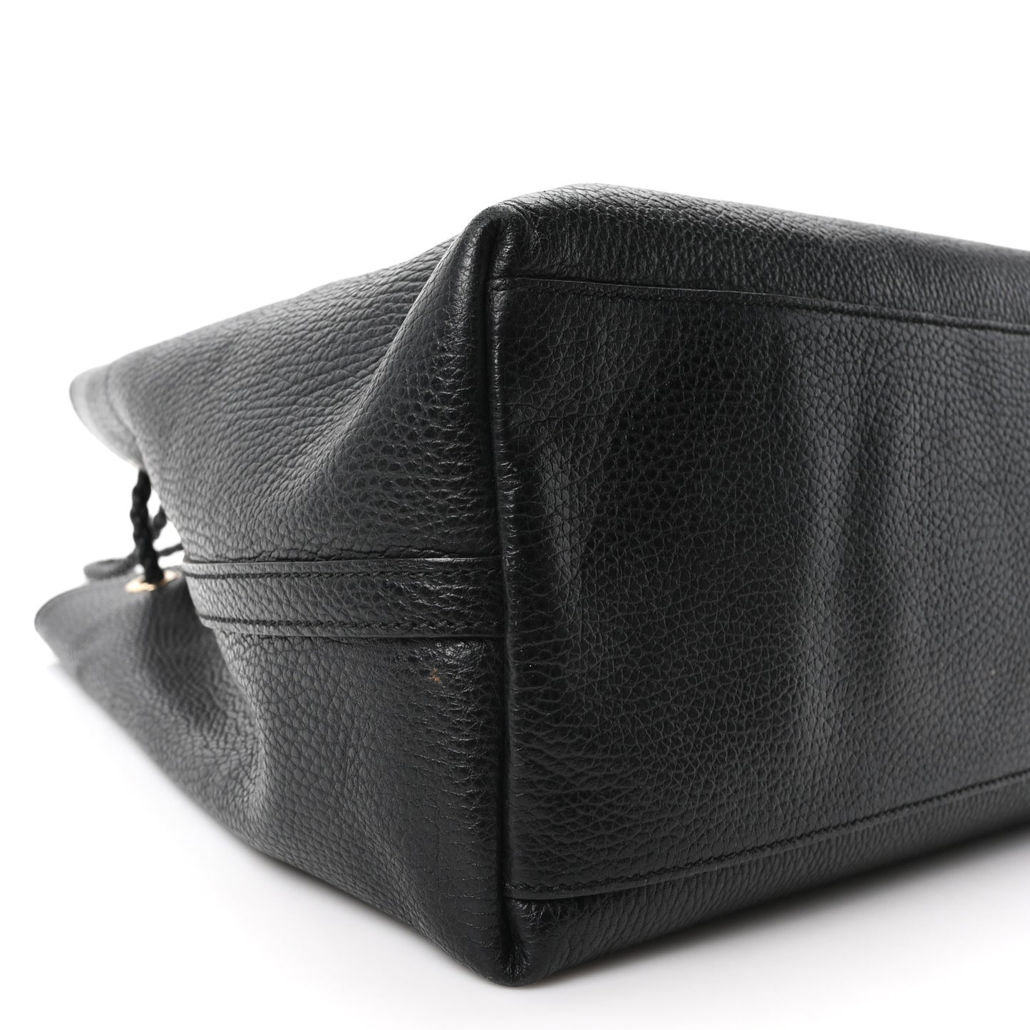 Calfskin Large Gifford Braided Handle Tote Black