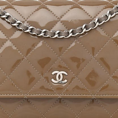 Chanel Patent Quilted Wallet On Chain WOC Brown 9 of 15