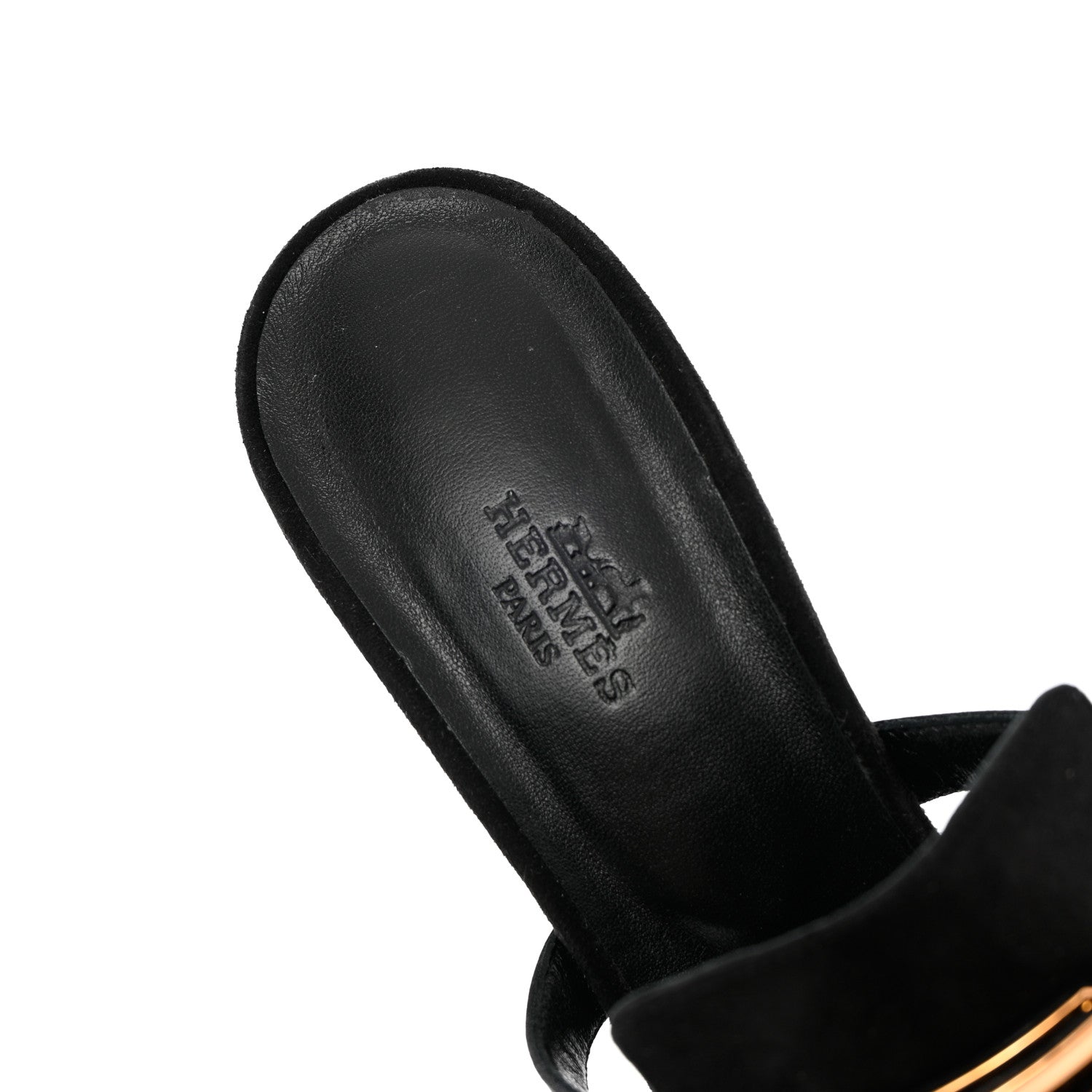 Hermes Suede Goatskin Satin Cute Sandals 39.5 Black 9 of 14