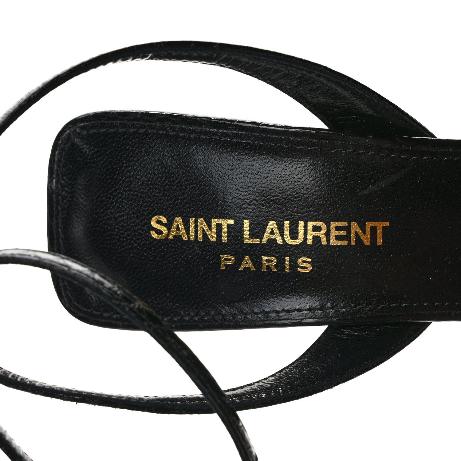 Saint Laurent Ayers Snakeskin Embossed Crystal Giqua 115 Sandals 36.5 Black 7 of 7