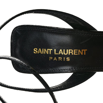 Saint Laurent Ayers Snakeskin Embossed Crystal Giqua 115 Sandals 36.5 Black 7 of 7