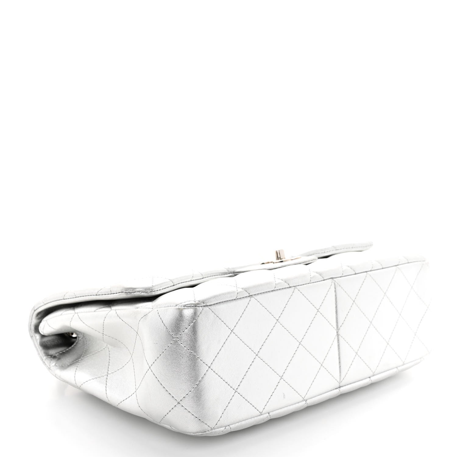 Chanel Metallic Lambskin Quilted Jumbo Single Flap Silver 4 of 10