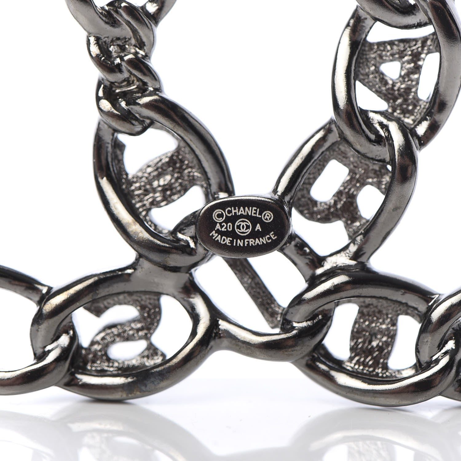 Chanel Ruthenium Crystal CC Brooch 4 of 5