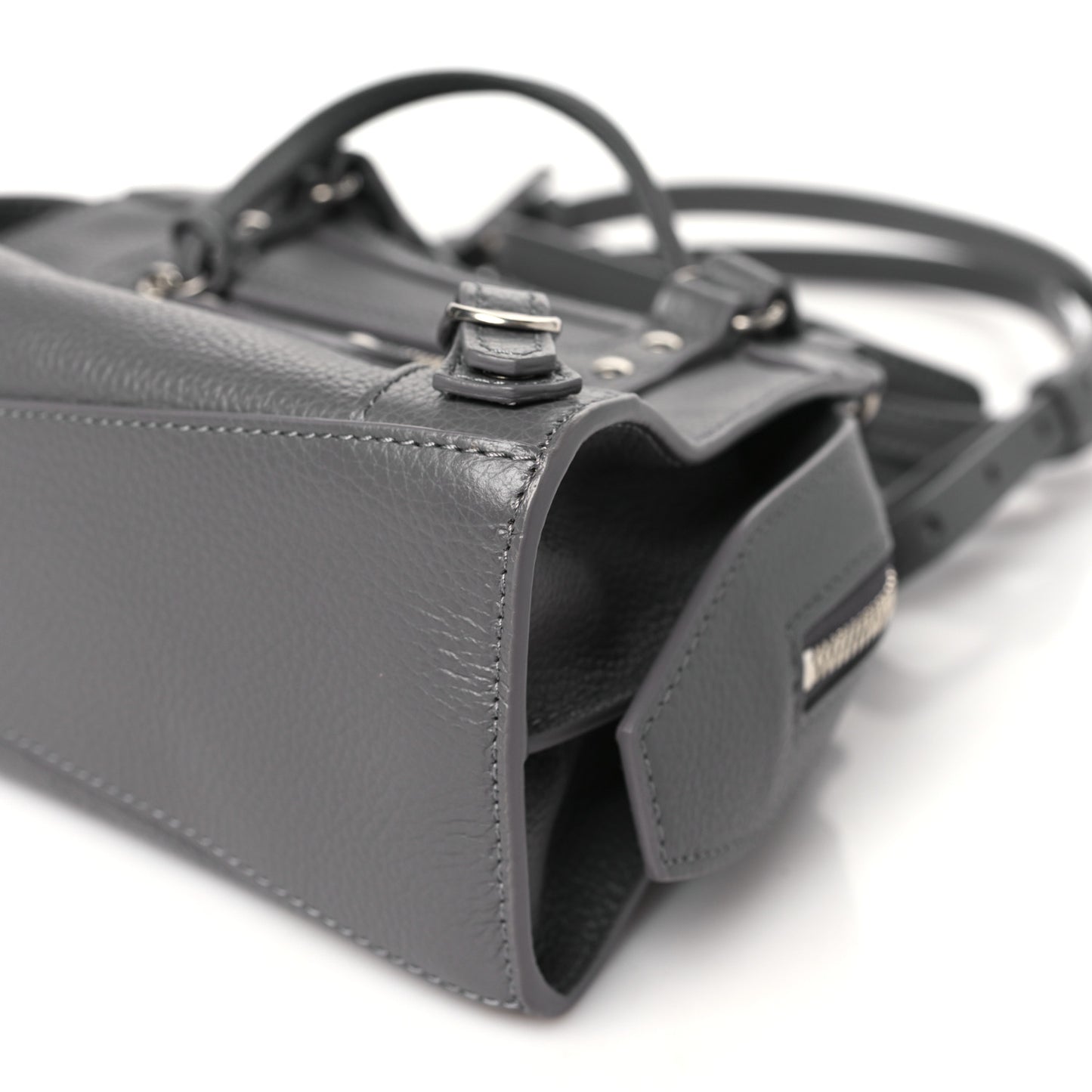 Grained Calfskin Neo Classic Silver Hardware Mini City Dark Grey