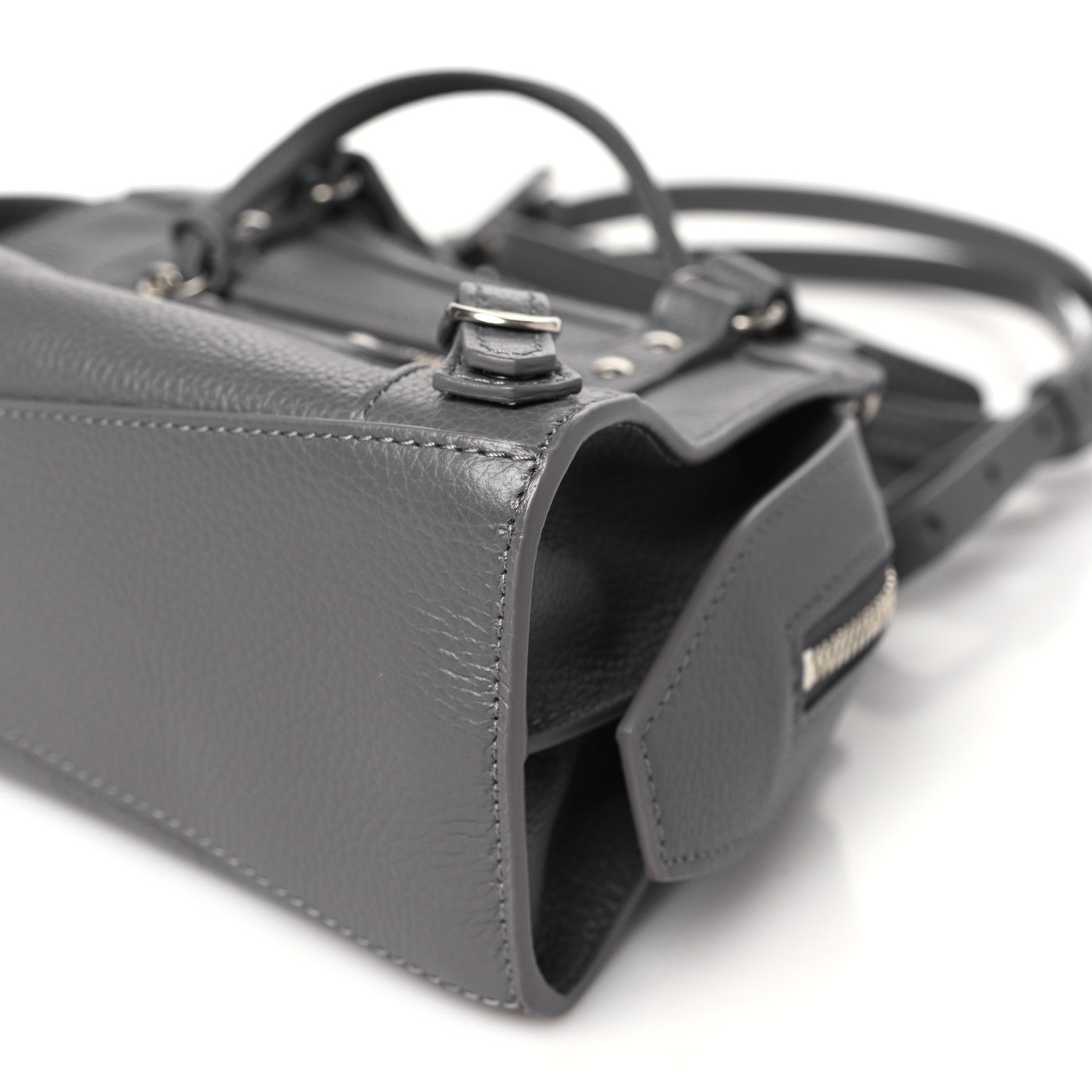 Balenciaga Grained Calfskin Neo Classic Silver Hardware Mini City Dark Grey 10 of 11