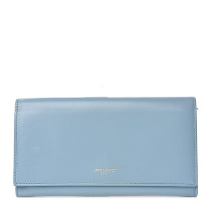 Saint Laurent Calfskin Classic Large Marquage Flap Wallet Blue 1 of 16