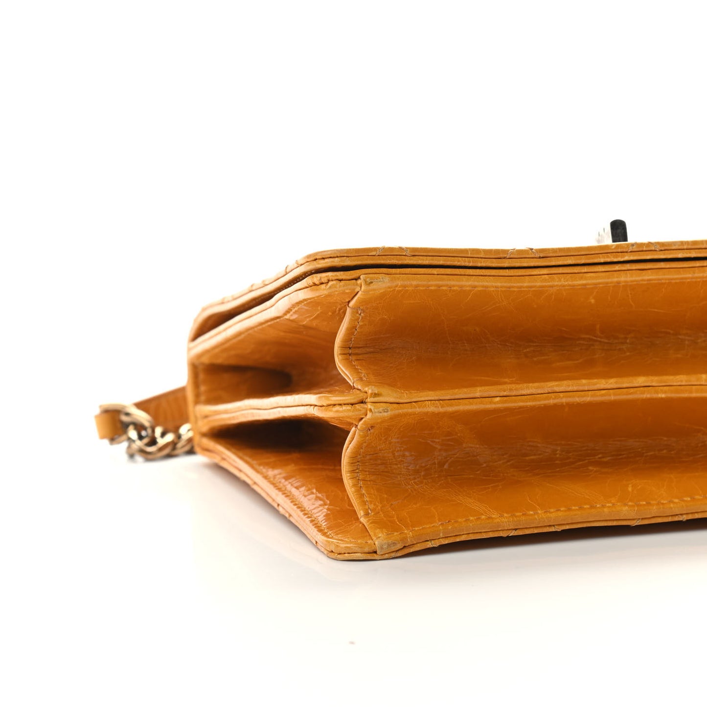Glazed Calfskin Quilted Rita Top Handle Flap Yellow