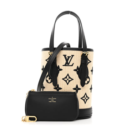 Louis Vuitton Cotton Calfskin Monogram Nano Bucket Bag Black 3 of 12