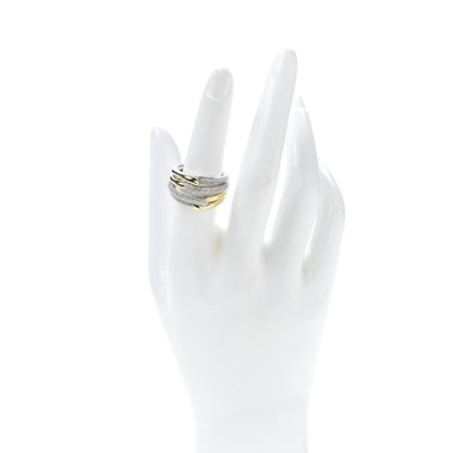 David Yurman Sterling Silver 18K Yellow Gold Diamond Double Loop Labyrinth Ring 54 6.75 2 of 4