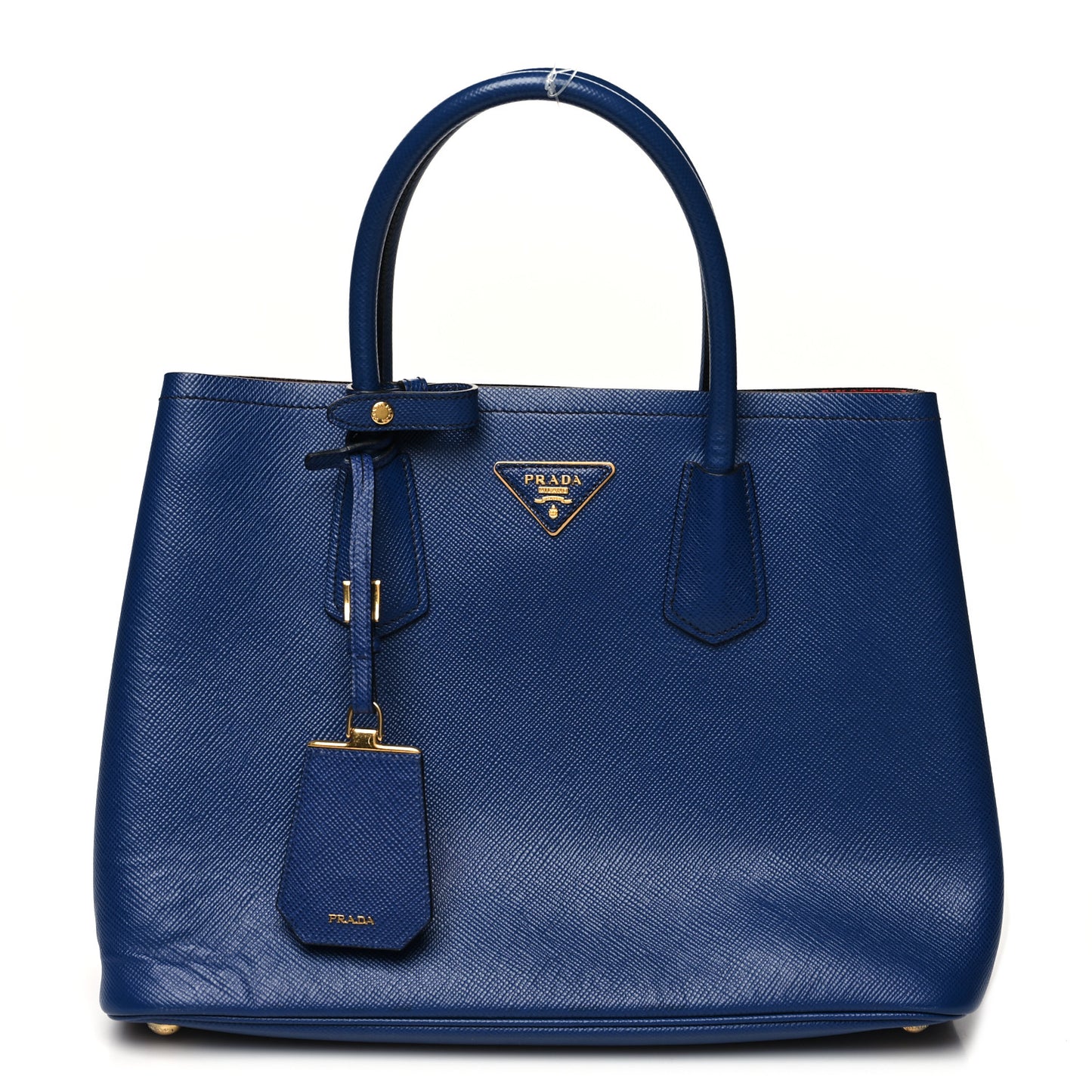 Saffiano Cuir Medium Double Bag Bleuette Rosso