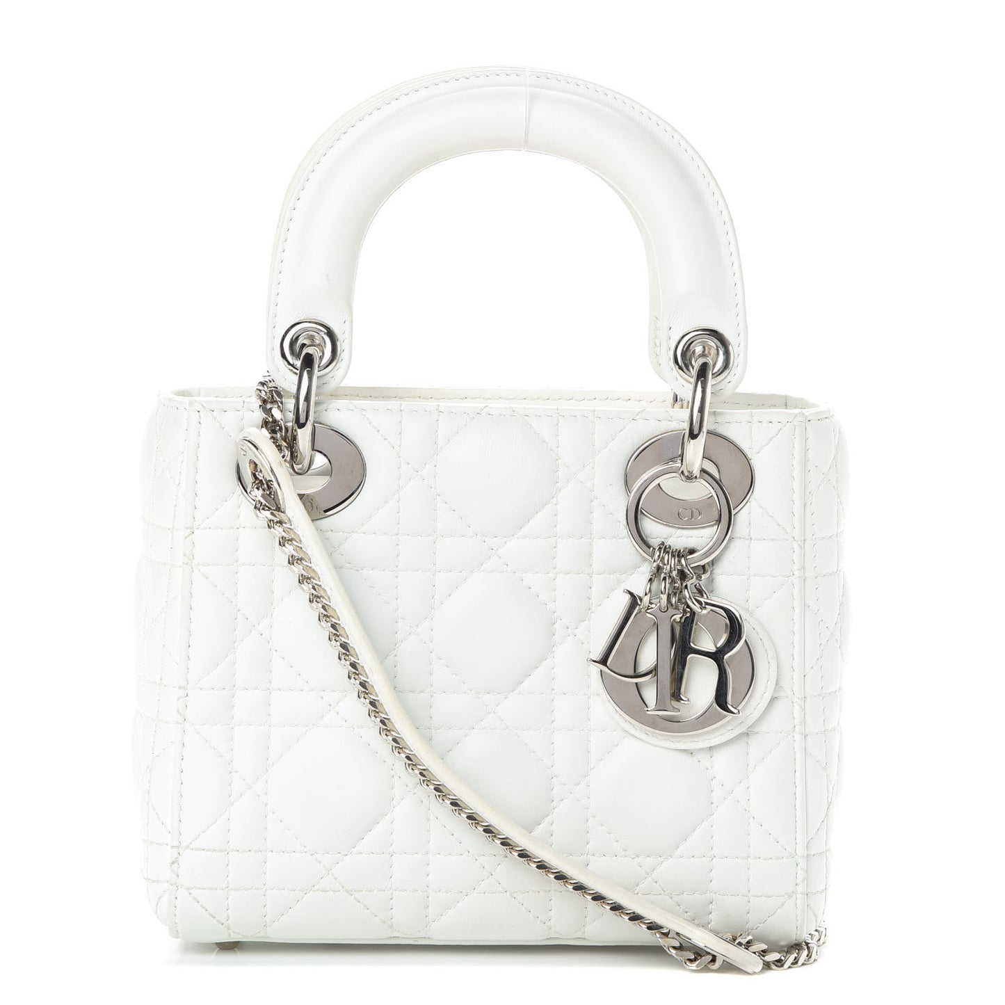Lambskin Cannage Mini Lady Dior White