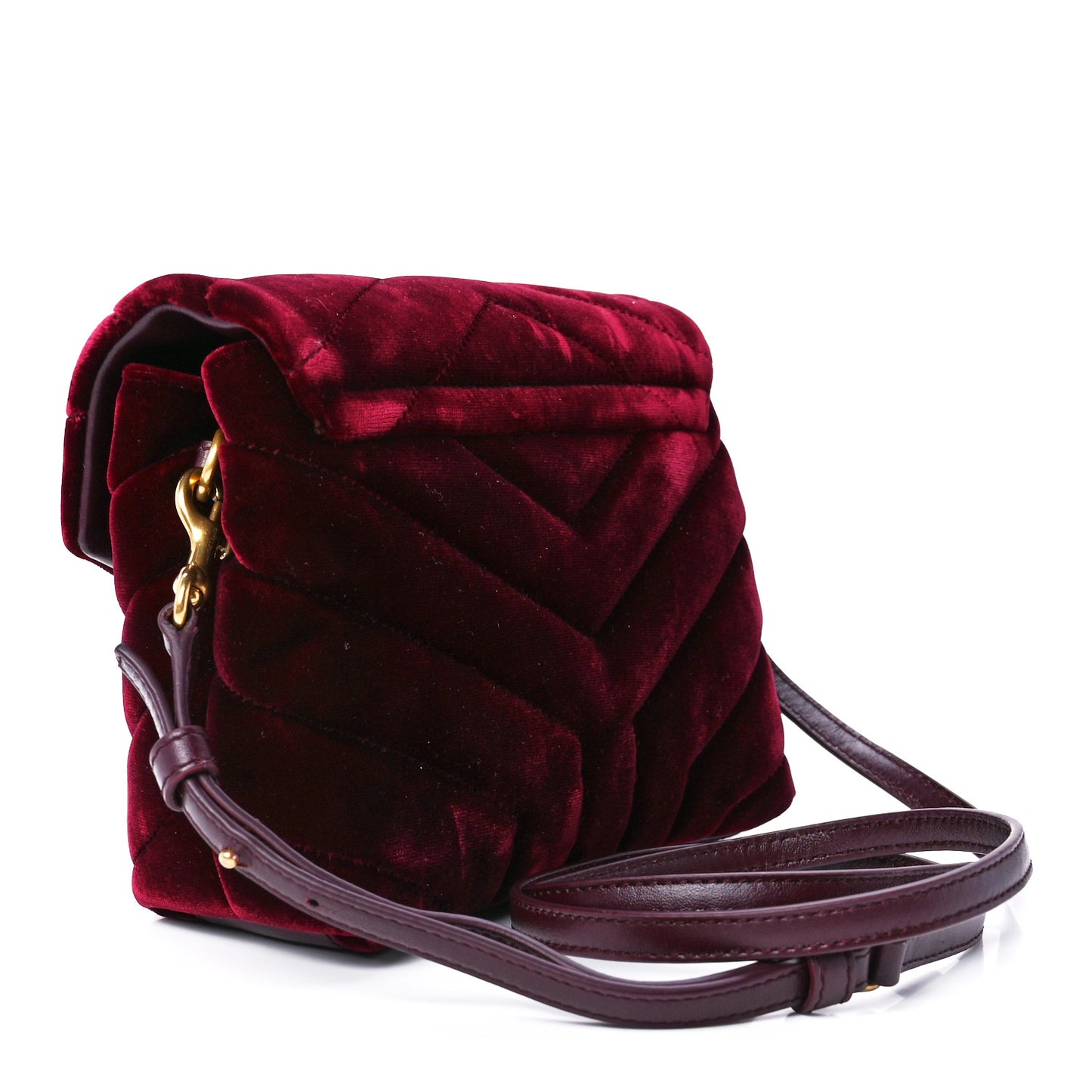 Velvet Y Quilted Monogram Toy Loulou Crossbody Bag French Burgundy