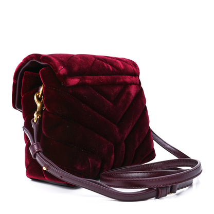 Saint Laurent Velvet Y Quilted Monogram Toy Loulou Crossbody Bag French Burgundy 3 of 12