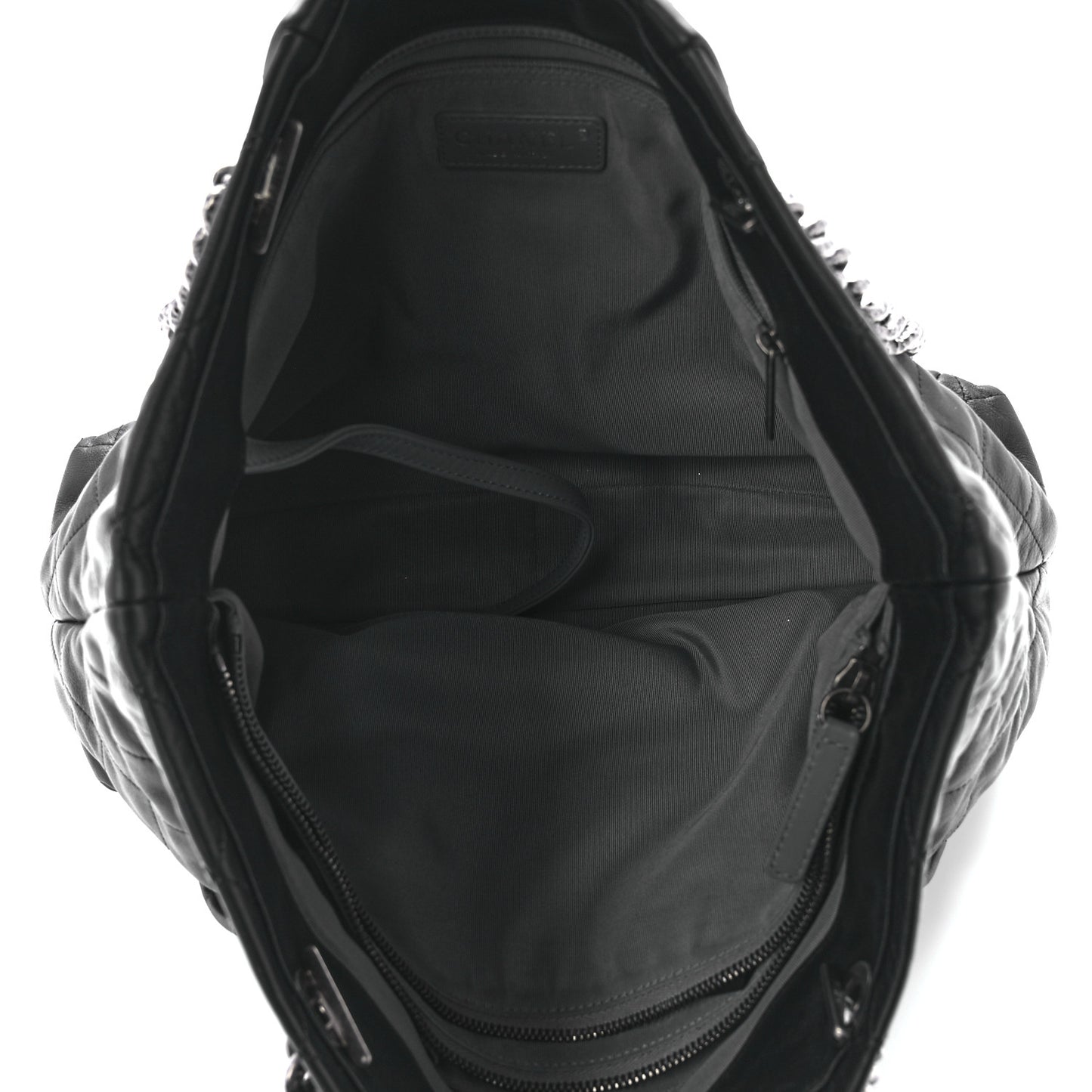 Calfskin Quilted Large Coco Pleats Tote Black