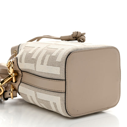 Fendi Canvas Nappa F is Fendi FF Embroidered Mini Mon Tresor Bucket Bag Grezzo White Nuvola 9 of 10