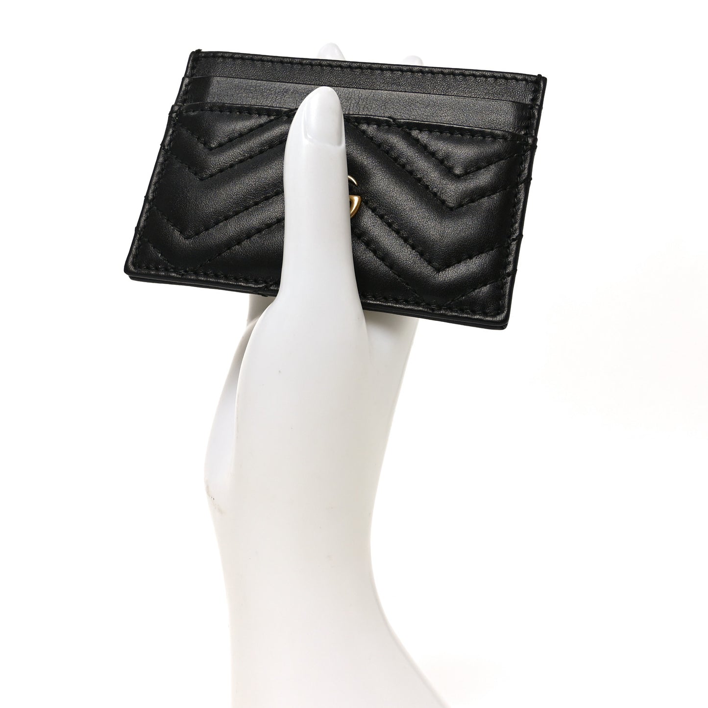Calfskin Matelasse GG Marmont Card Holder Black