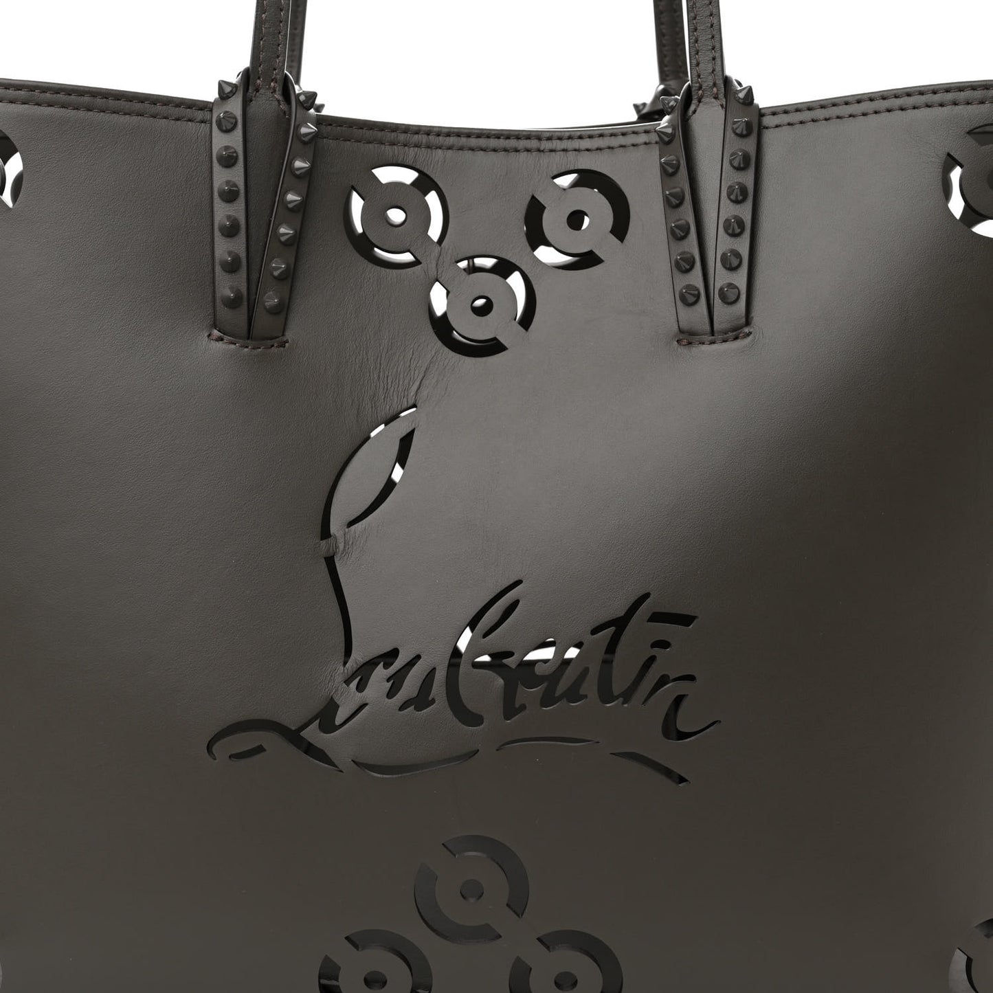 Calfskin Loubinthesky Perforated Cabata Tote Black
