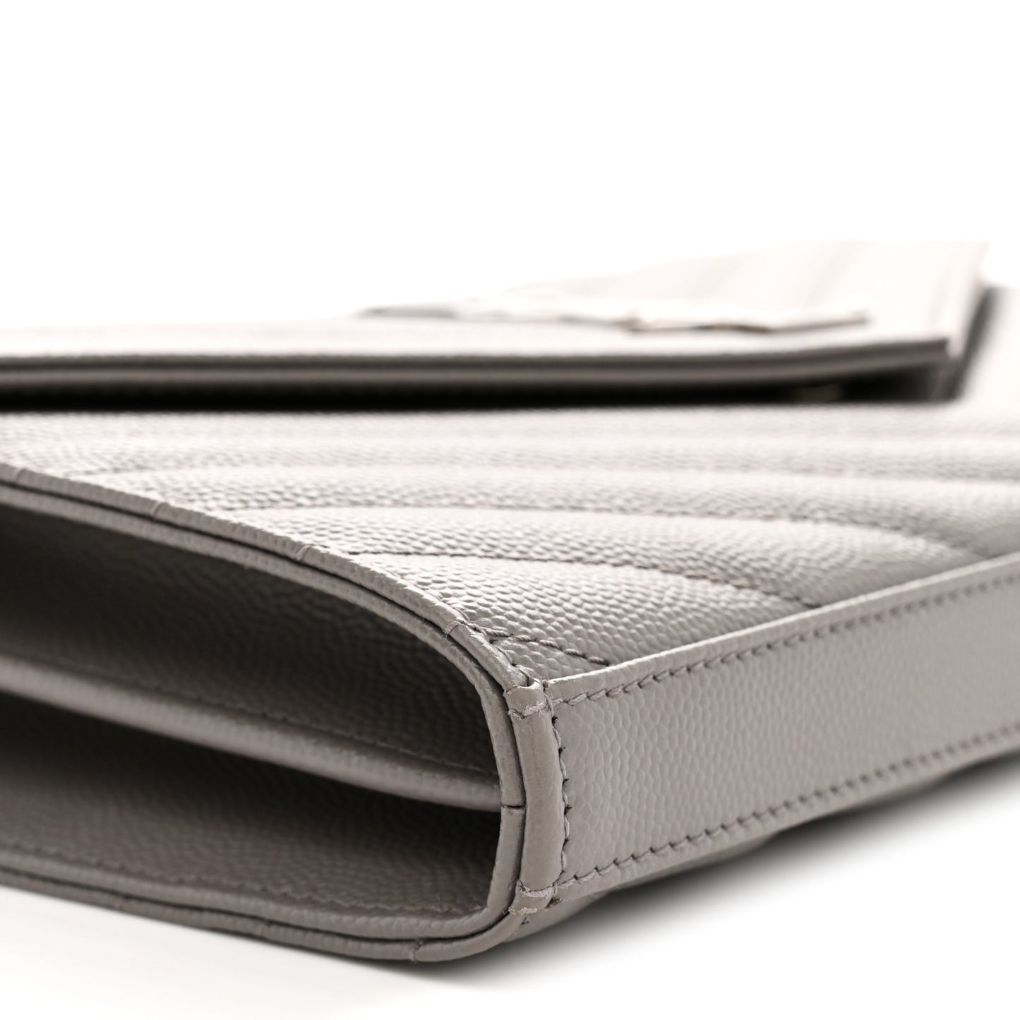 Grain De Poudre Matelasse Chevron Monogram Chain Wallet Fog