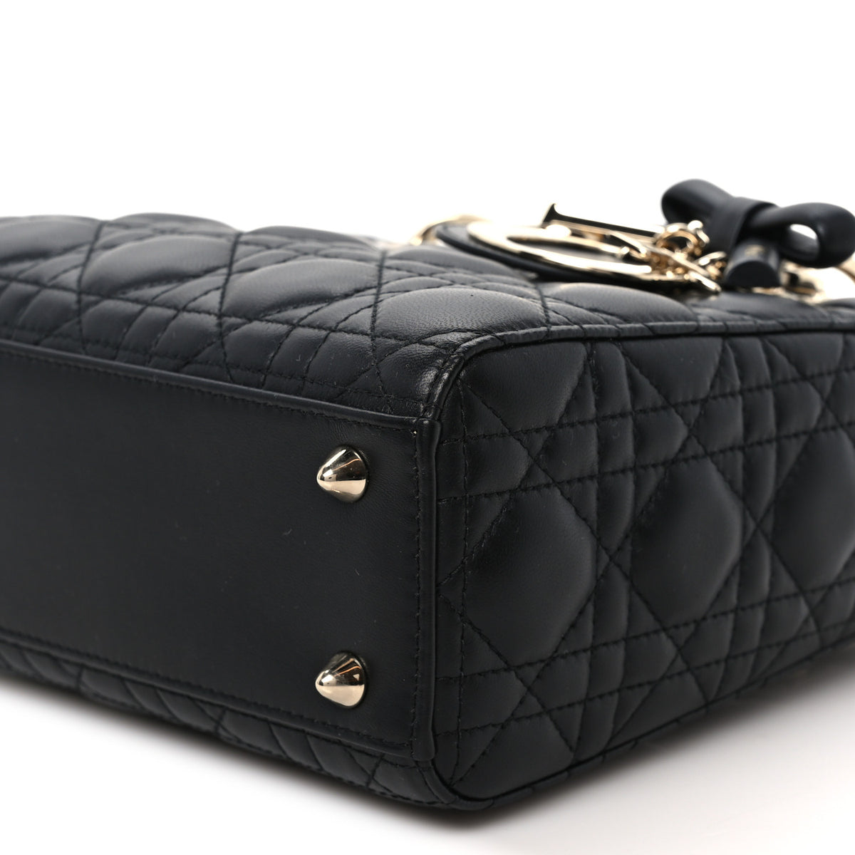 Christian Dior Lambskin Cannage Small Lady Dior With Strap Black 10 of 11