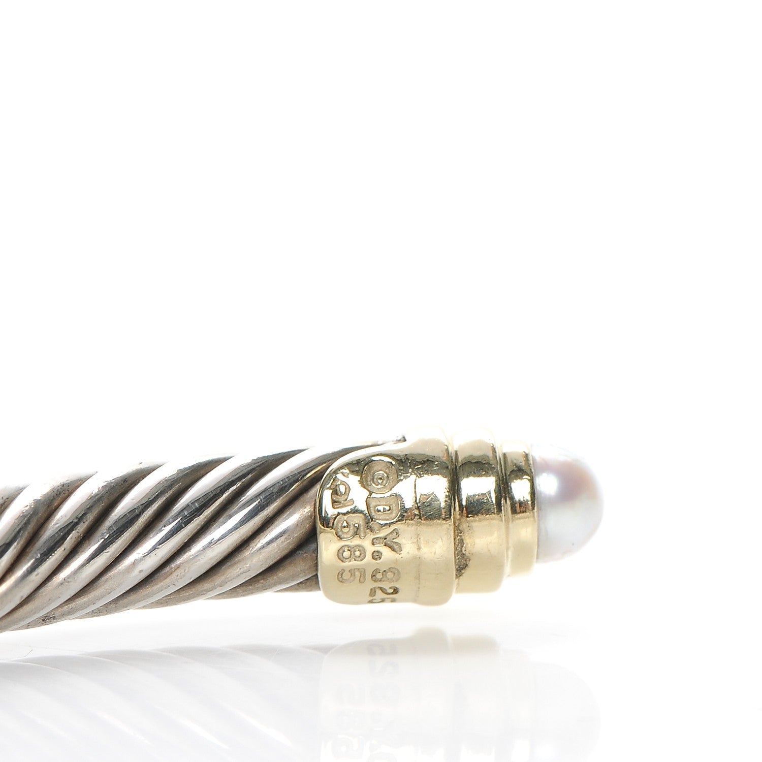 David Yurman Sterling Silver 14K Yellow Gold Pearl 5mm Cable Classics Petite Color Bracelet 4 of 4