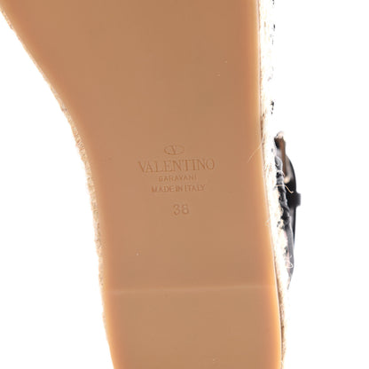 Valentino Garavani Suede Studded Peep Toe Ankle Wrap Flatform Espadrilles 38 Black 6 of 12
