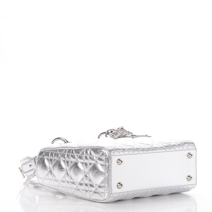 Christian Dior Metallic Grained Calfskin Cannage Small Lucky Badges My Lady Dior Silver 4 of 7