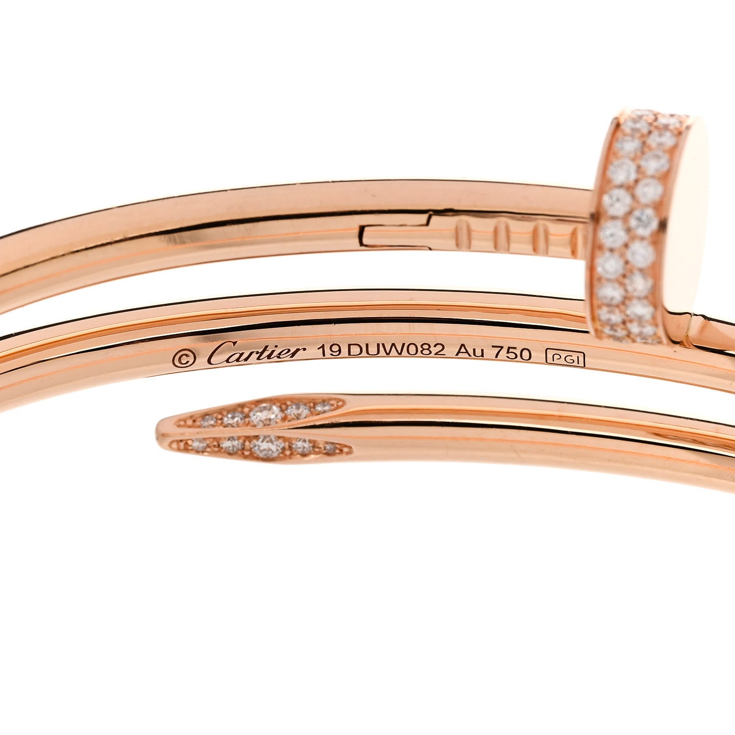 Cartier 18K Pink Gold Diamond Double Wrap Juste Un Clou Bracelet 19 4 of 4