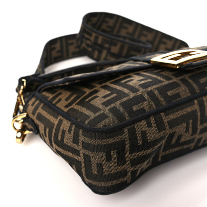 Fendi Fabric Jacquard FF 1974 Medium Baguette Tobacco Moro Black 7 of 9