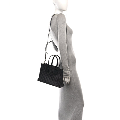 Gucci Denim Ophidia GG Monogram Tote Medium Black Grey 2 of 11