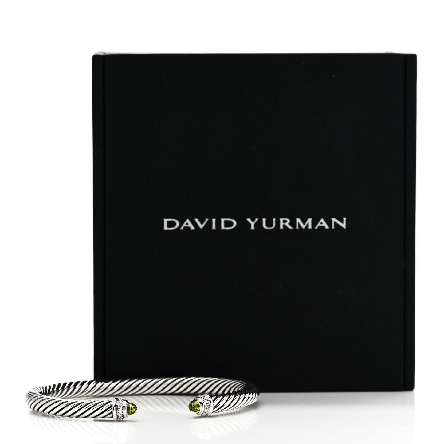 Sterling Silver Diamond Peridot 5mm Cable Classics Bracelet