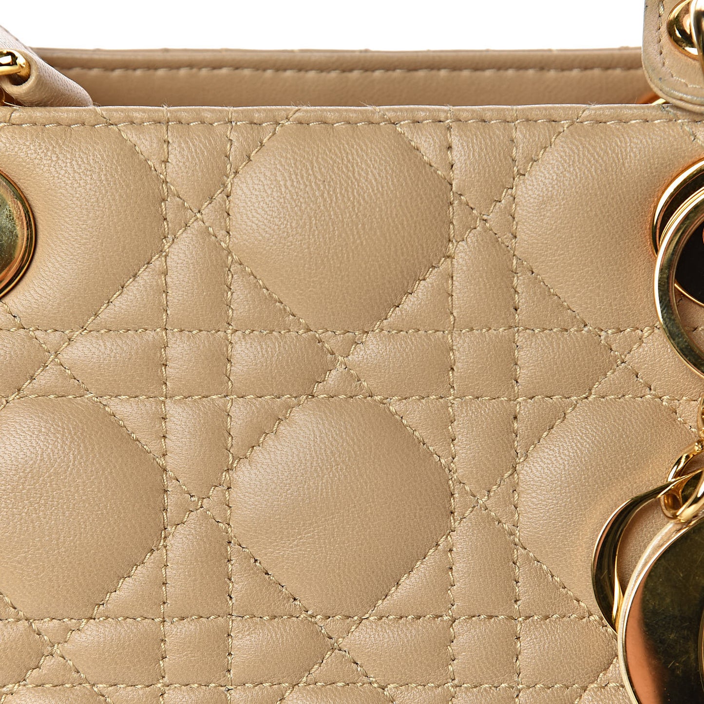 Lambskin Cannage Medium Lady Dior Beige
