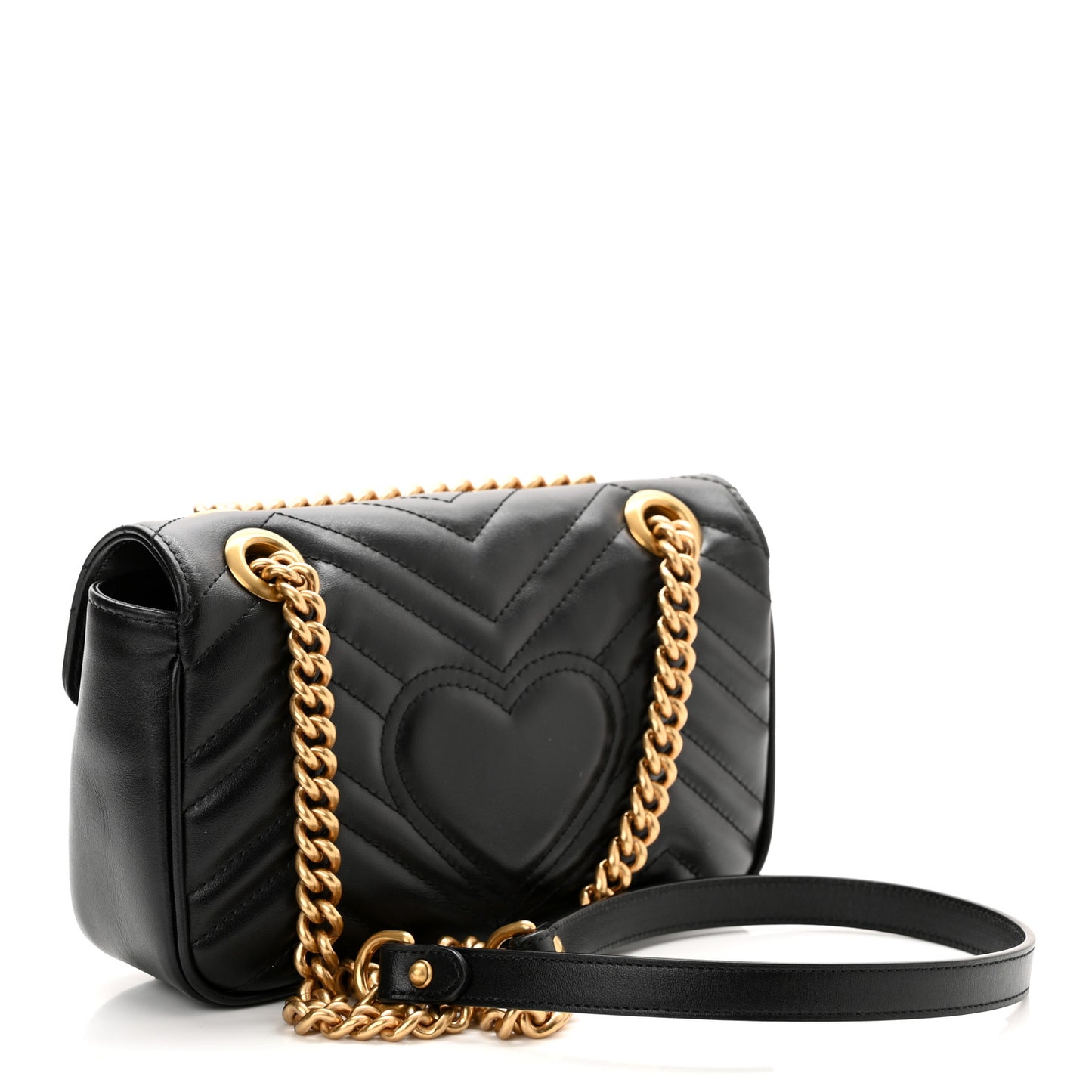 Calfskin Matelasse Mini GG Marmont Shoulder Bag Black