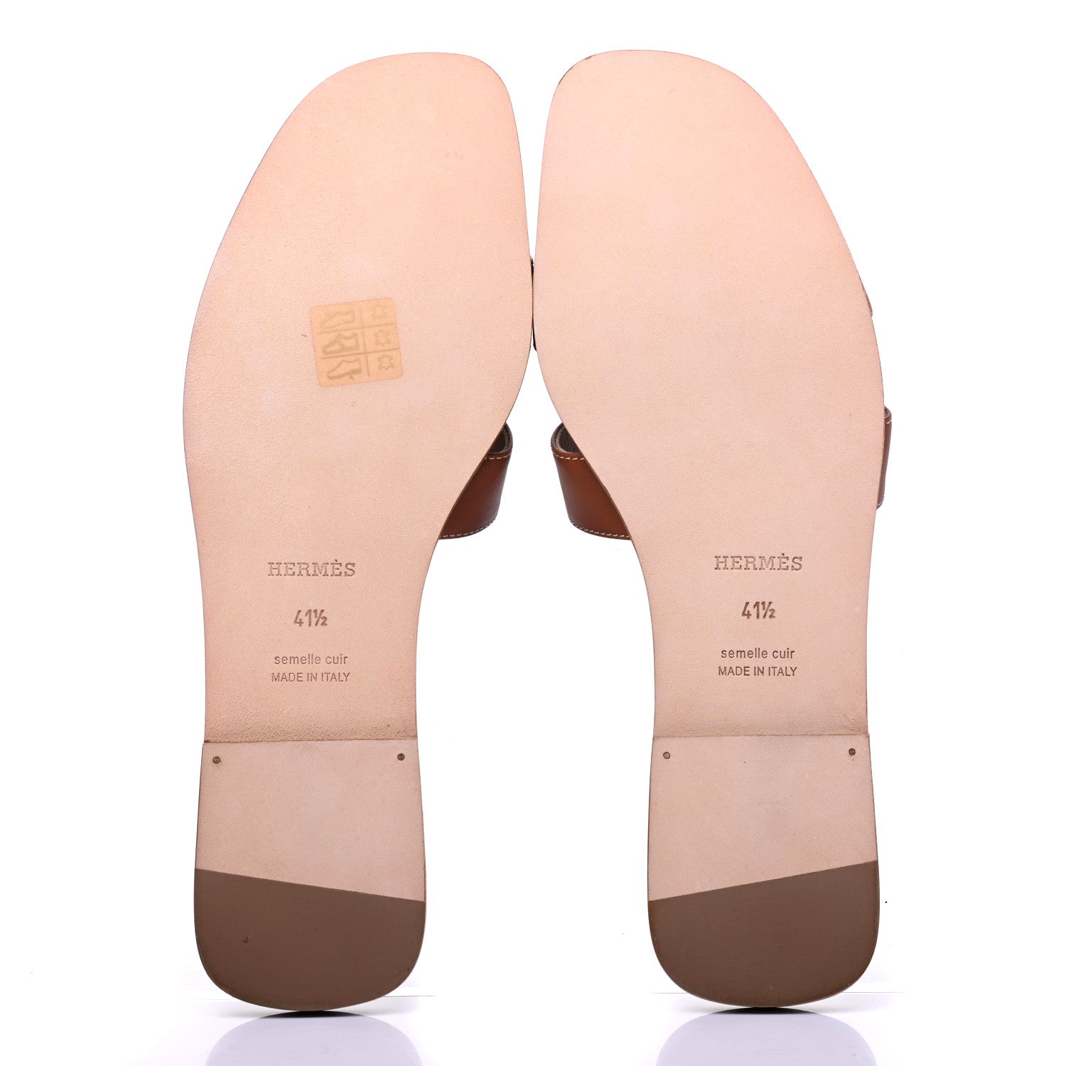 Hermes Box Calfskin Oran Sandals 41.5 Gold 5 of 9