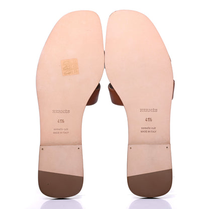 Hermes Box Calfskin Oran Sandals 41.5 Gold 5 of 9