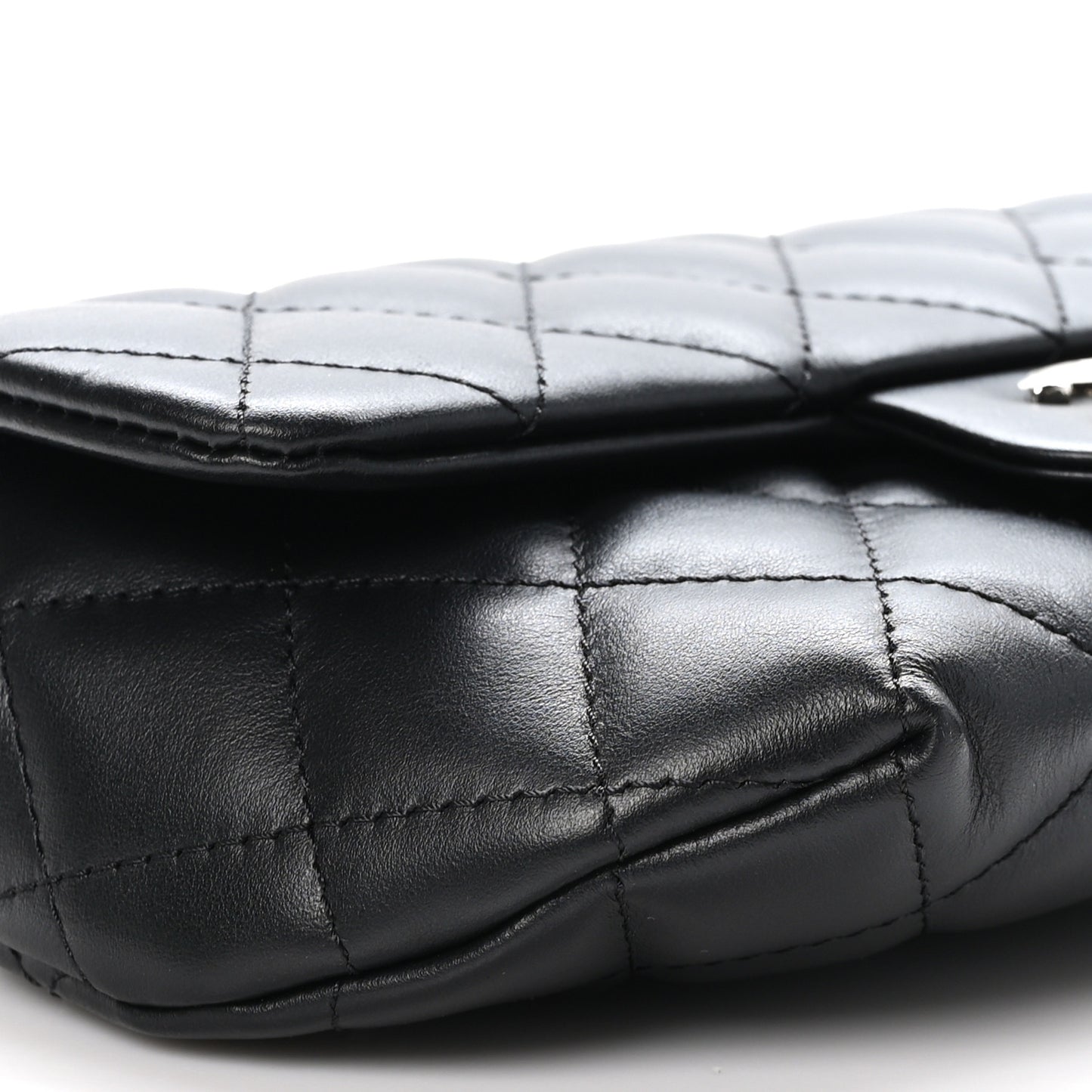 Calfskin Quilted CC Uniform Flap Belt Bag Black