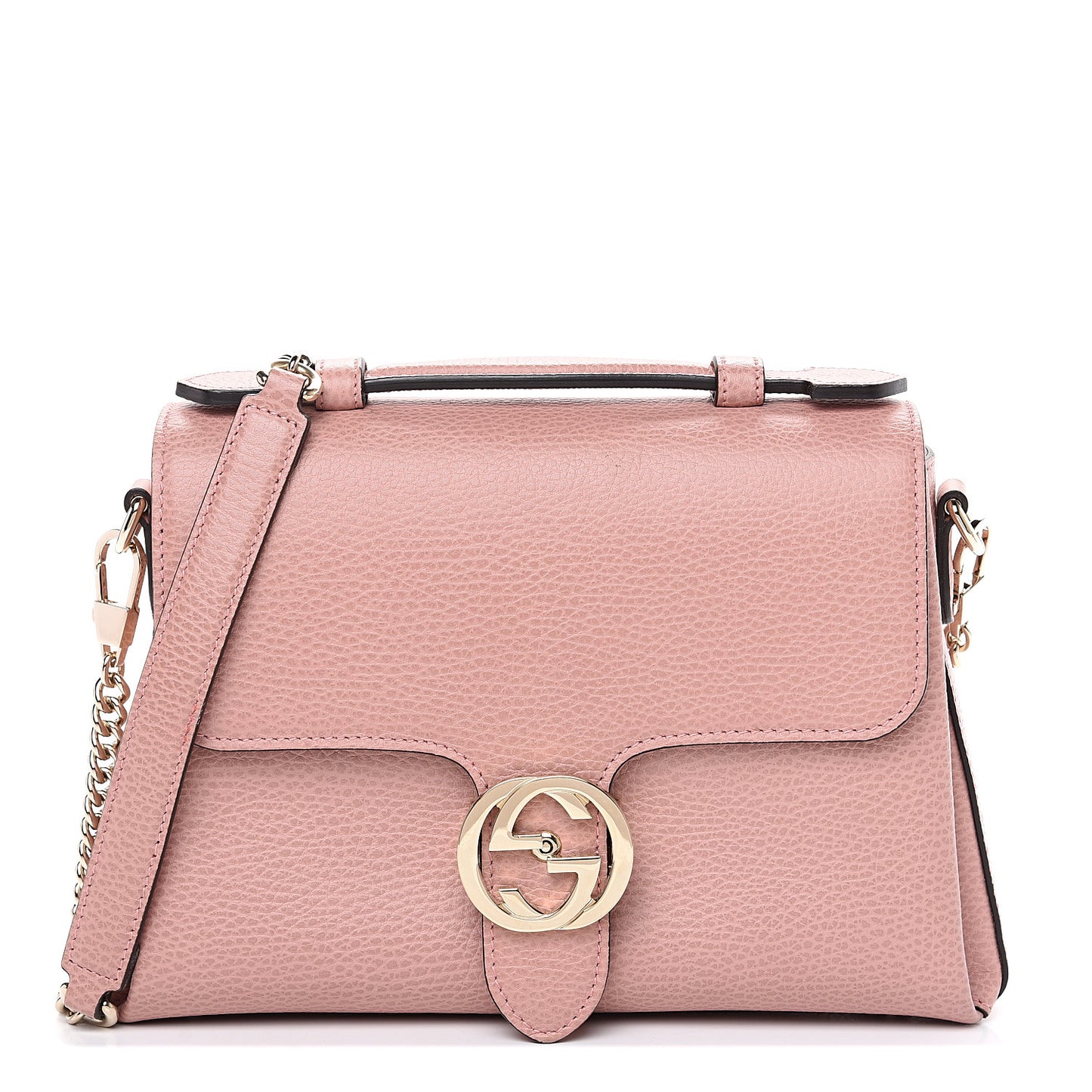 Dollar Calfskin Interlocking G Top Handle Shoulder Bag Soft Pink