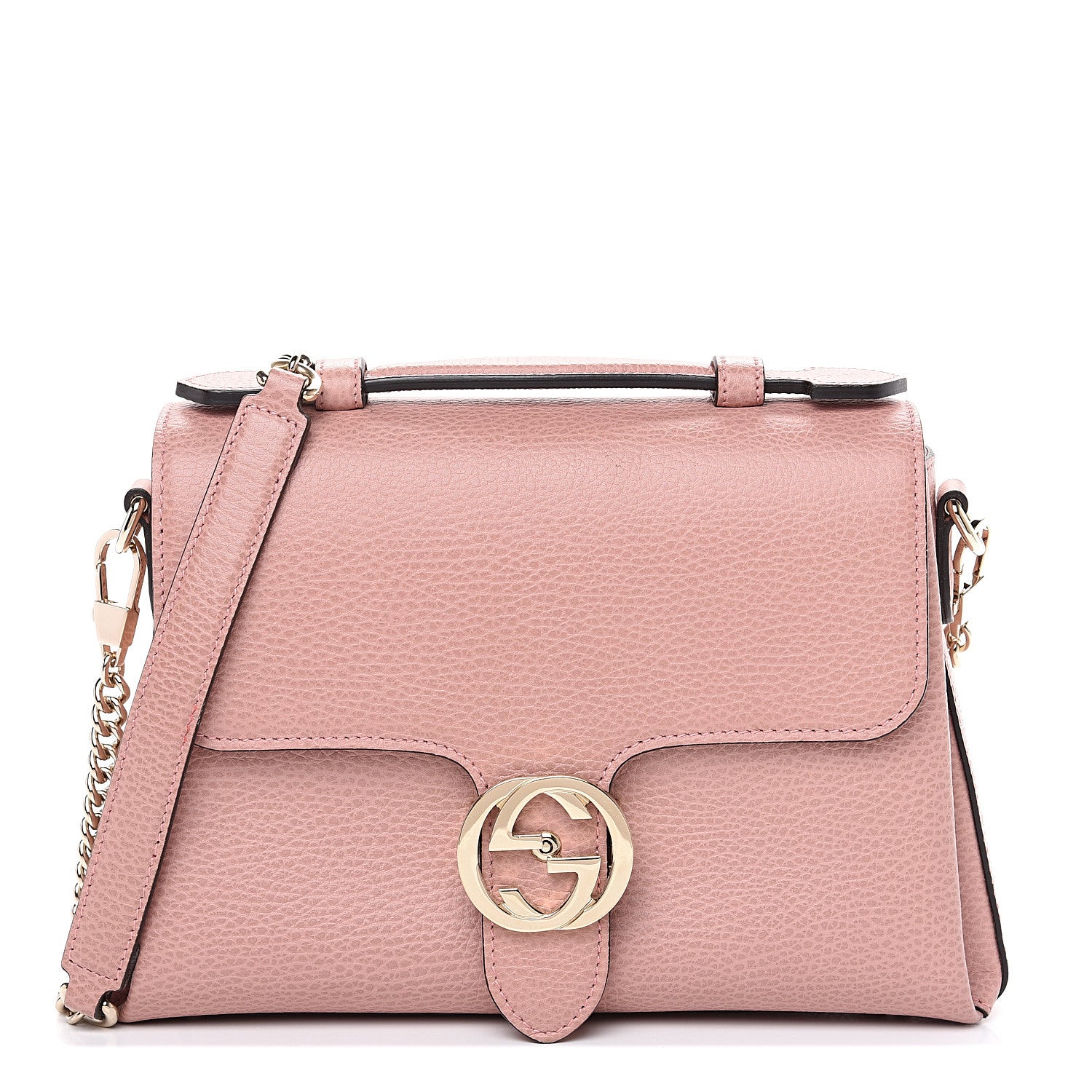 Gucci Dollar Calfskin Interlocking G Top Handle Shoulder Bag Soft Pink 1 of 9