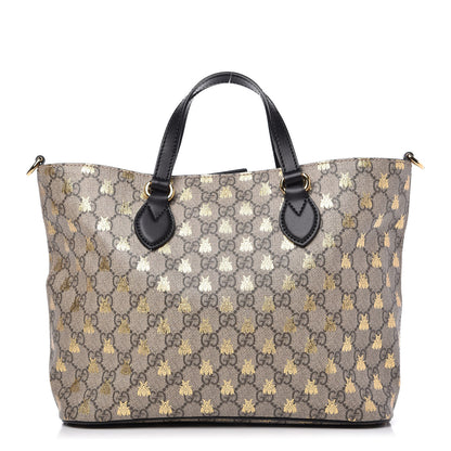 Gucci Soft GG Supreme Monogram Bees Small Crossbody Tote Beige Oro Black 1 of 9