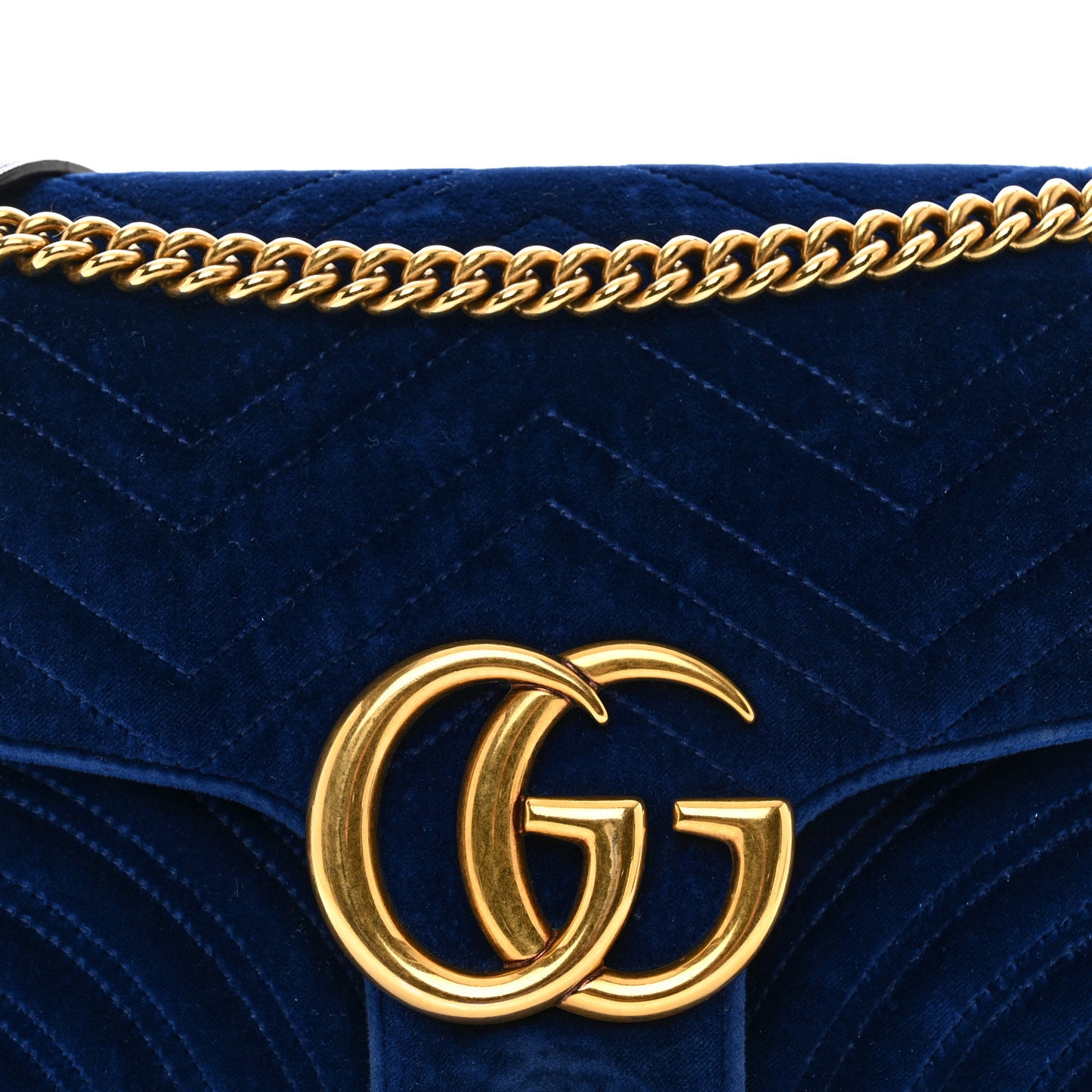 Velvet Matelasse Medium GG Marmont Shoulder Bag Cobalt Blue
