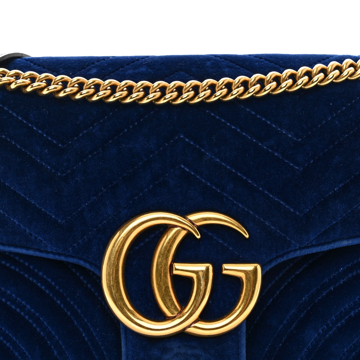 Gucci Velvet Matelasse Medium GG Marmont Shoulder Bag Cobalt Blue 5 of 11