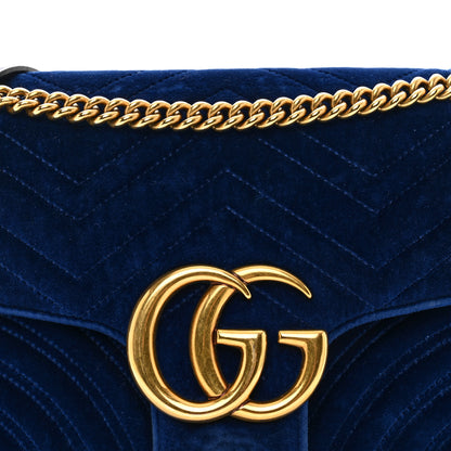 Gucci Velvet Matelasse Medium GG Marmont Shoulder Bag Cobalt Blue 5 of 11